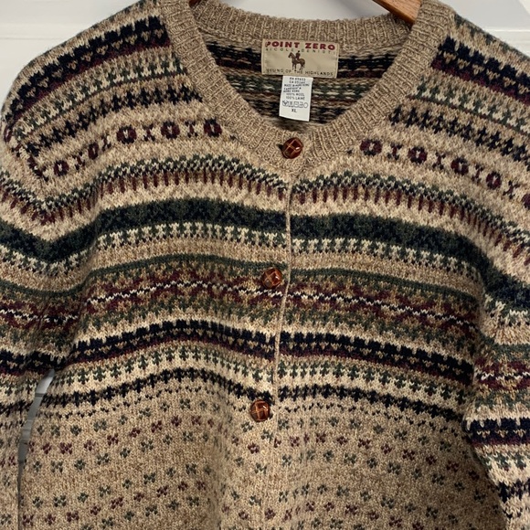 Women's 100% Wool Patterned Cardigan Sweater - Picture 2 of 16